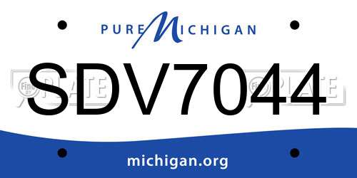 SDV7044 Michigan License Plate