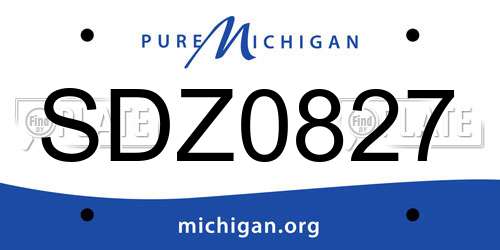 SDZ0827 Michigan License Plate