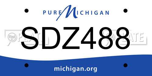 SDZ488 Michigan License Plate