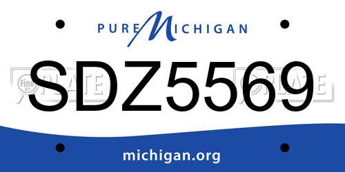 SDZ5569 Michigan License Plate