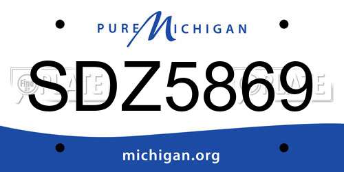 SDZ5869 Michigan License Plate