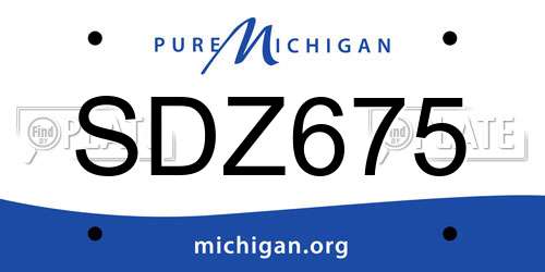 SDZ675 Michigan License Plate