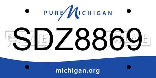 SDZ8869 Michigan License Plate