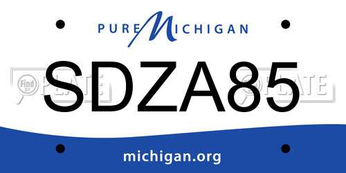 SDZA85 Michigan License Plate