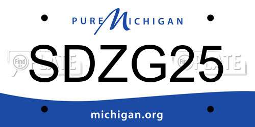 SDZG25 Michigan License Plate