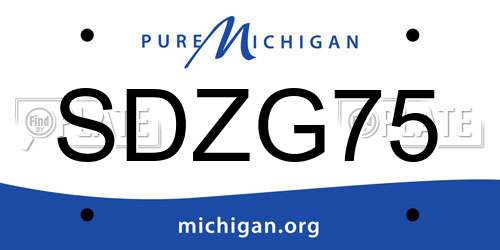 SDZG75 Michigan License Plate