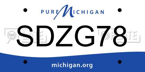 SDZG78 Michigan License Plate