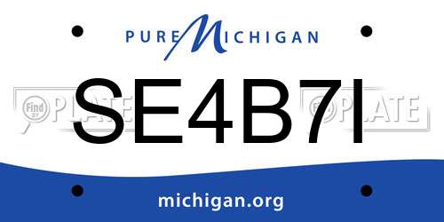 SE4B7I Michigan License Plate