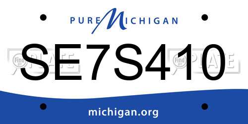 SE7S410 Michigan License Plate