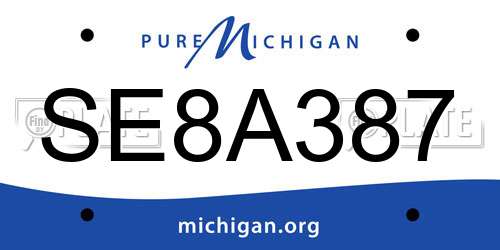 SE8A387 Michigan License Plate