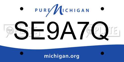 SE9A7Q Michigan License Plate