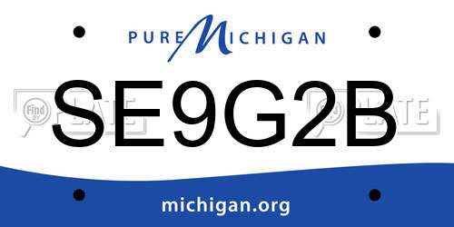 SE9G2B Michigan License Plate