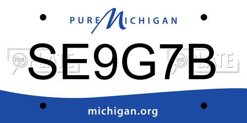 SE9G7B Michigan License Plate
