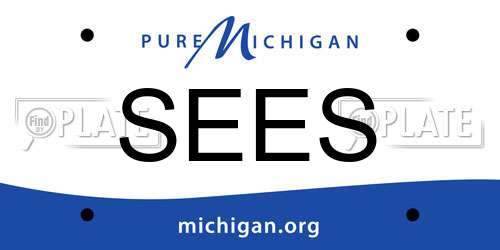 SEES Michigan License Plate