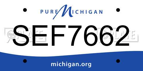 SEF7662 Michigan License Plate