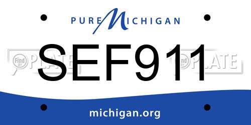 SEF911 Michigan License Plate