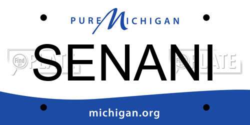 SENANI Michigan License Plate