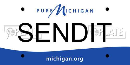 SENDIT Michigan License Plate