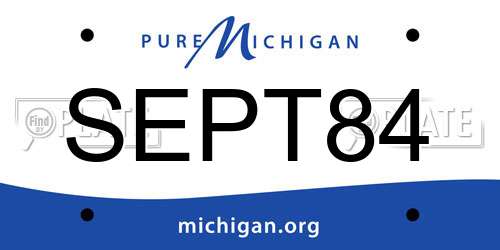 SEPT84 Michigan License Plate