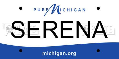 SERENA Michigan License Plate