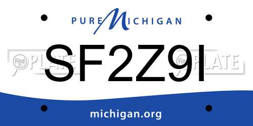 SF2Z9I Michigan License Plate