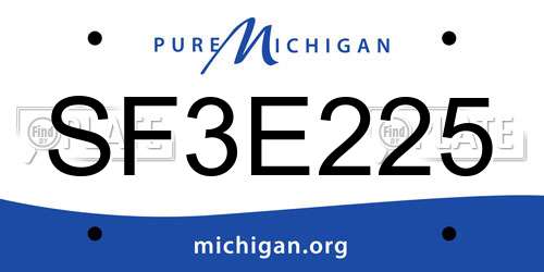 SF3E225 Michigan License Plate