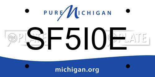 SF5I0E Michigan License Plate