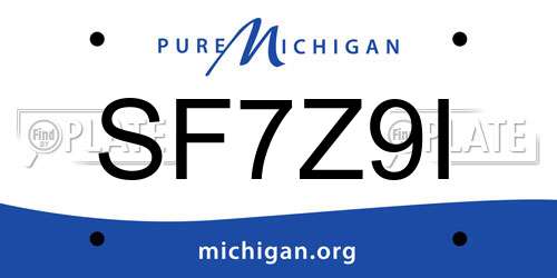 SF7Z9I Michigan License Plate