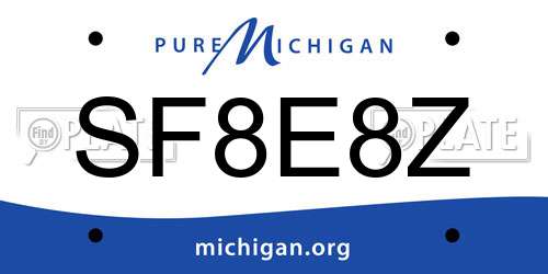 SF8E8Z Michigan License Plate