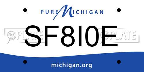 SF8I0E Michigan License Plate
