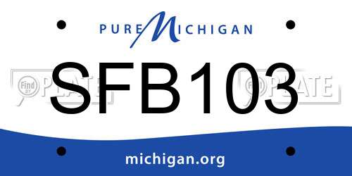 SFB103 Michigan License Plate
