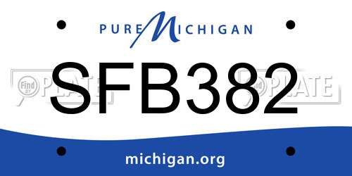 SFB382 Michigan License Plate