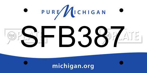 SFB387 Michigan License Plate