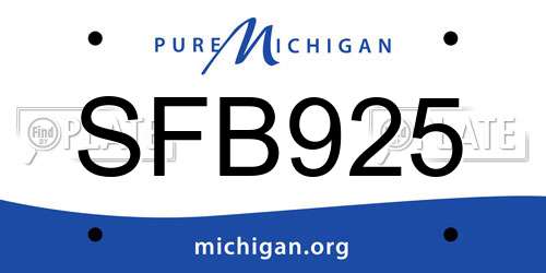 SFB925 Michigan License Plate