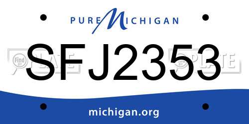SFJ2353 Michigan License Plate