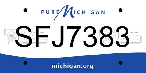 SFJ7383 Michigan License Plate