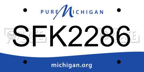SFK2286 Michigan License Plate