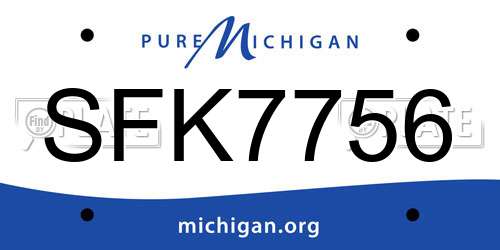 SFK7756 Michigan License Plate