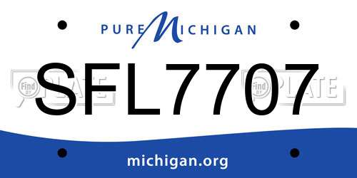 SFL7707 Michigan License Plate
