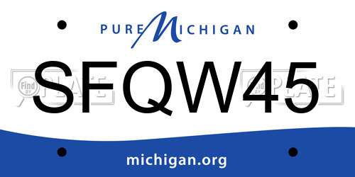SFQW45 Michigan License Plate