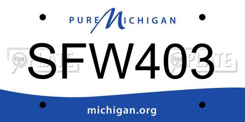 SFW403 Michigan License Plate