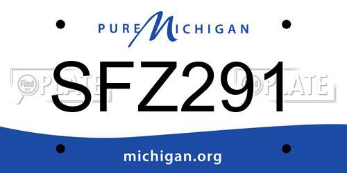 SFZ291 Michigan License Plate