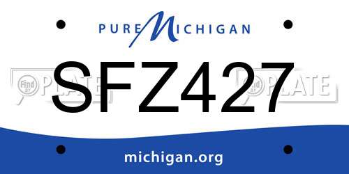 SFZ427 Michigan License Plate