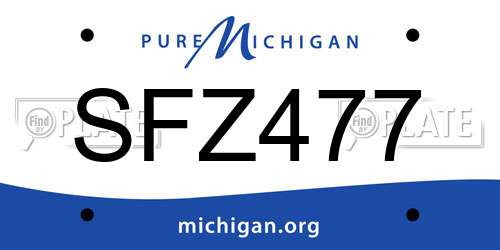 SFZ477 Michigan License Plate