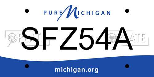 SFZ54A Michigan License Plate