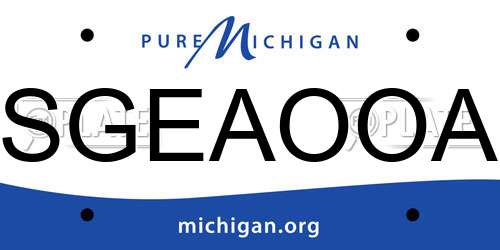 SGEAOOA Michigan License Plate