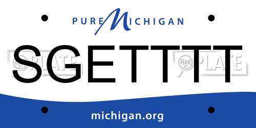 SGETTTT Michigan License Plate