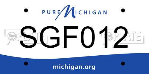 SGF012 Michigan License Plate