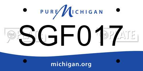 SGF017 Michigan License Plate