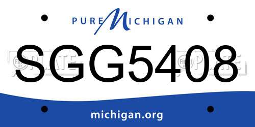 SGG5408 Michigan License Plate